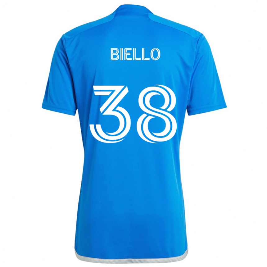 Kids Football Alessandro Biello #38 Blue White Home Jersey 2024/25 T-Shirt