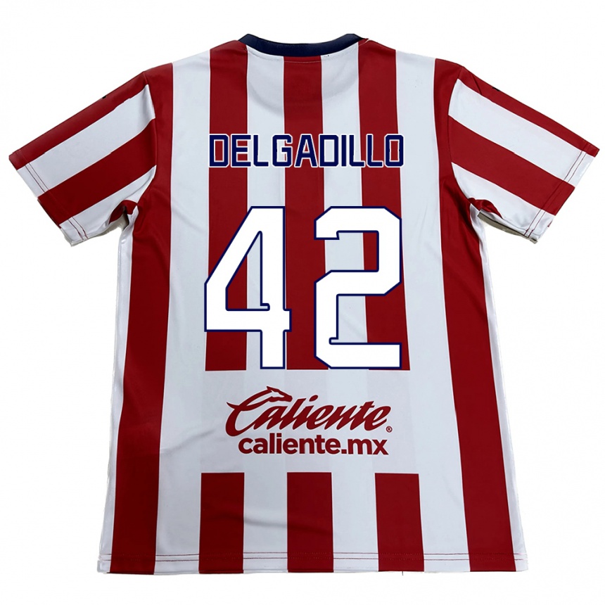 Kids Football Diego Delgadillo #42 Red White Home Jersey 2024/25 T-Shirt