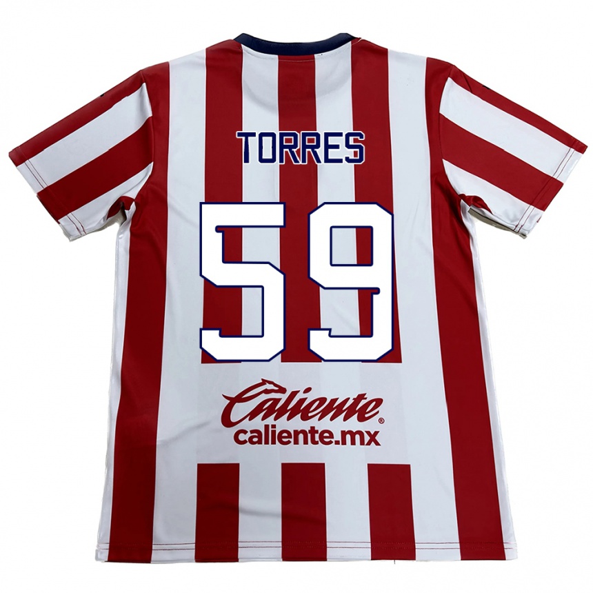 Kids Football Christian Torres #59 Red White Home Jersey 2024/25 T-Shirt