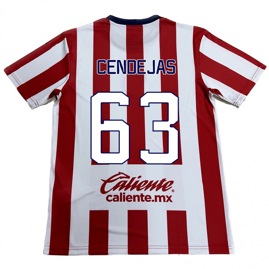 Kids Football Matías Cendejas #63 Red White Home Jersey 2024/25 T-Shirt