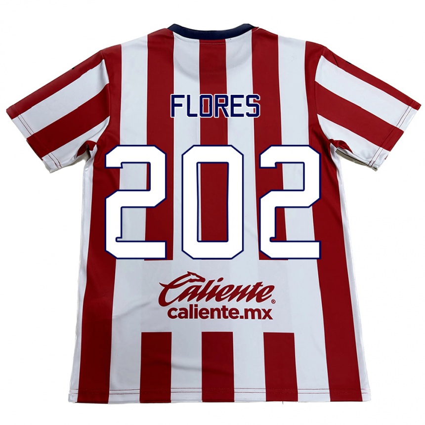 Kids Football Daniel Flores #202 Red White Home Jersey 2024/25 T-Shirt