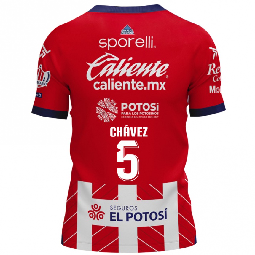 Kids Football Ricardo Chávez #5 Red White Home Jersey 2024/25 T-Shirt