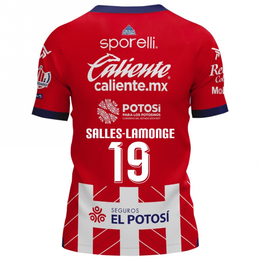 Kids Football Sébastien Salles-Lamonge #19 Red White Home Jersey 2024/25 T-Shirt