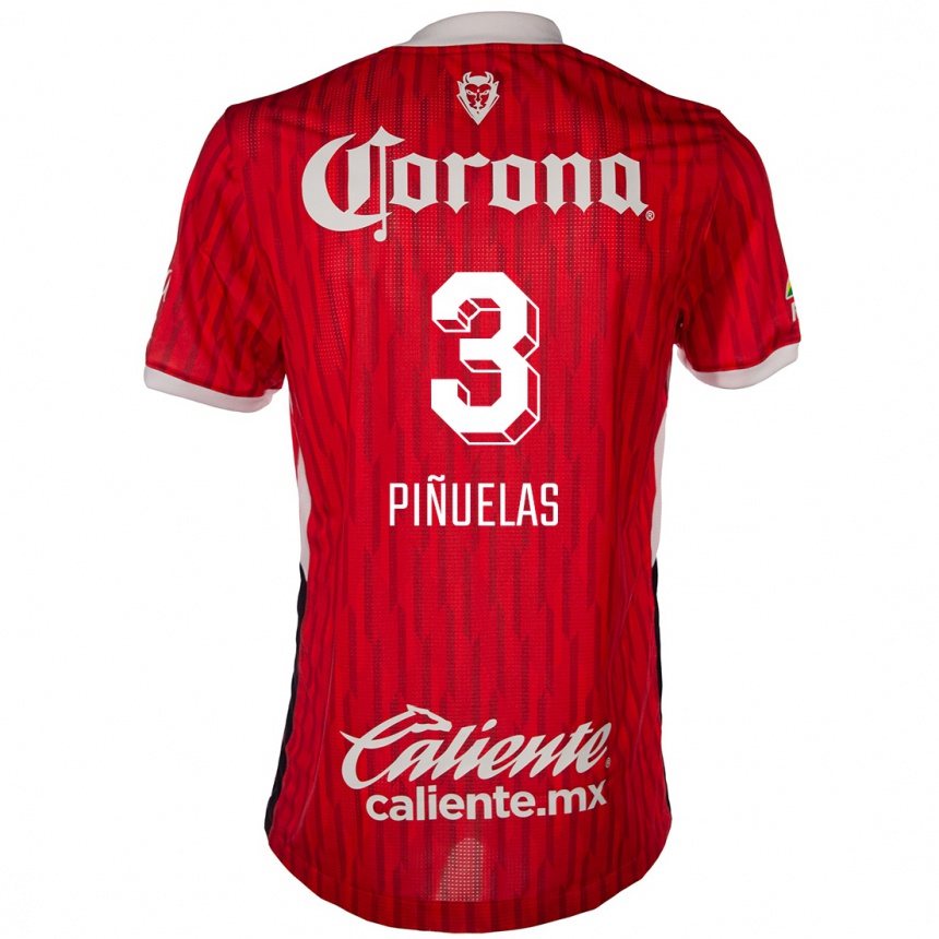 Kids Football Fernando Piñuelas #3 Red White Home Jersey 2024/25 T-Shirt