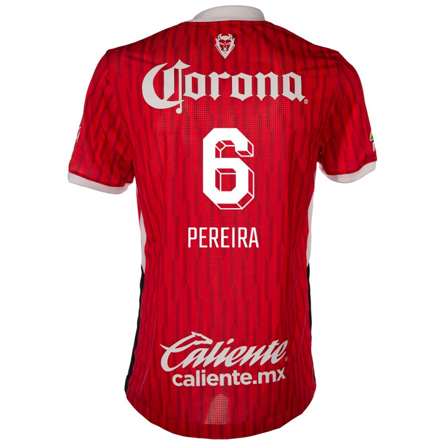 Kids Football Federico Pereira #6 Red White Home Jersey 2024/25 T-Shirt