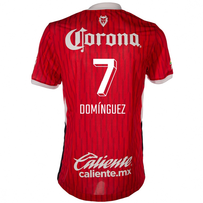 Kids Football Juan Domínguez #7 Red White Home Jersey 2024/25 T-Shirt