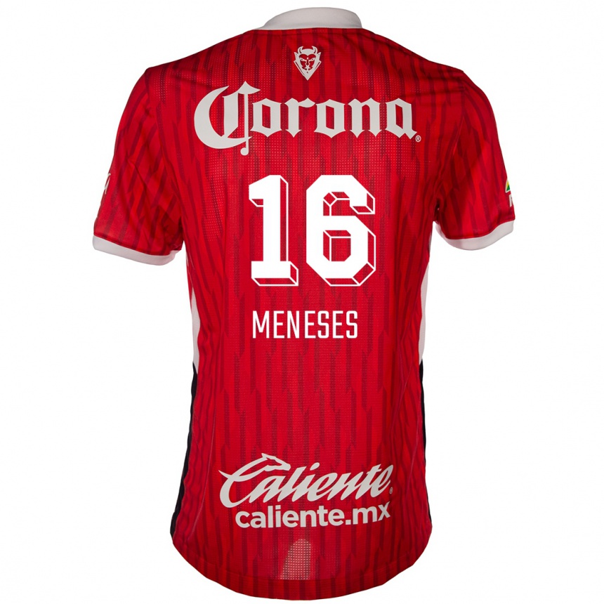 Kids Football Jean Meneses #16 Red White Home Jersey 2024/25 T-Shirt