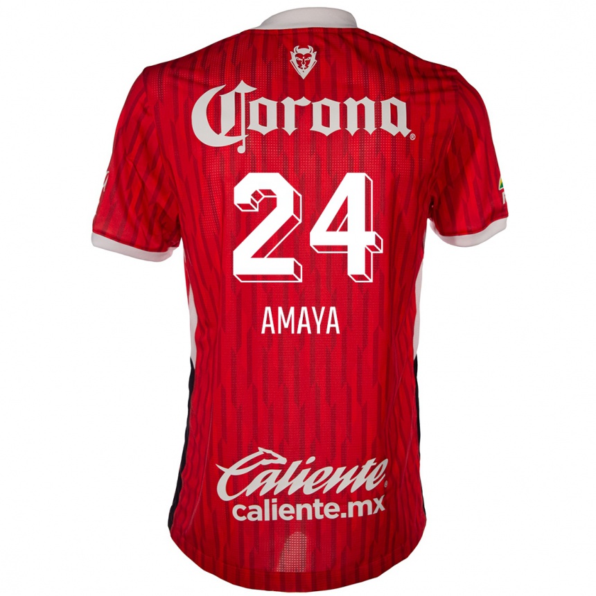 Kids Football Frankie Amaya #24 Red White Home Jersey 2024/25 T-Shirt