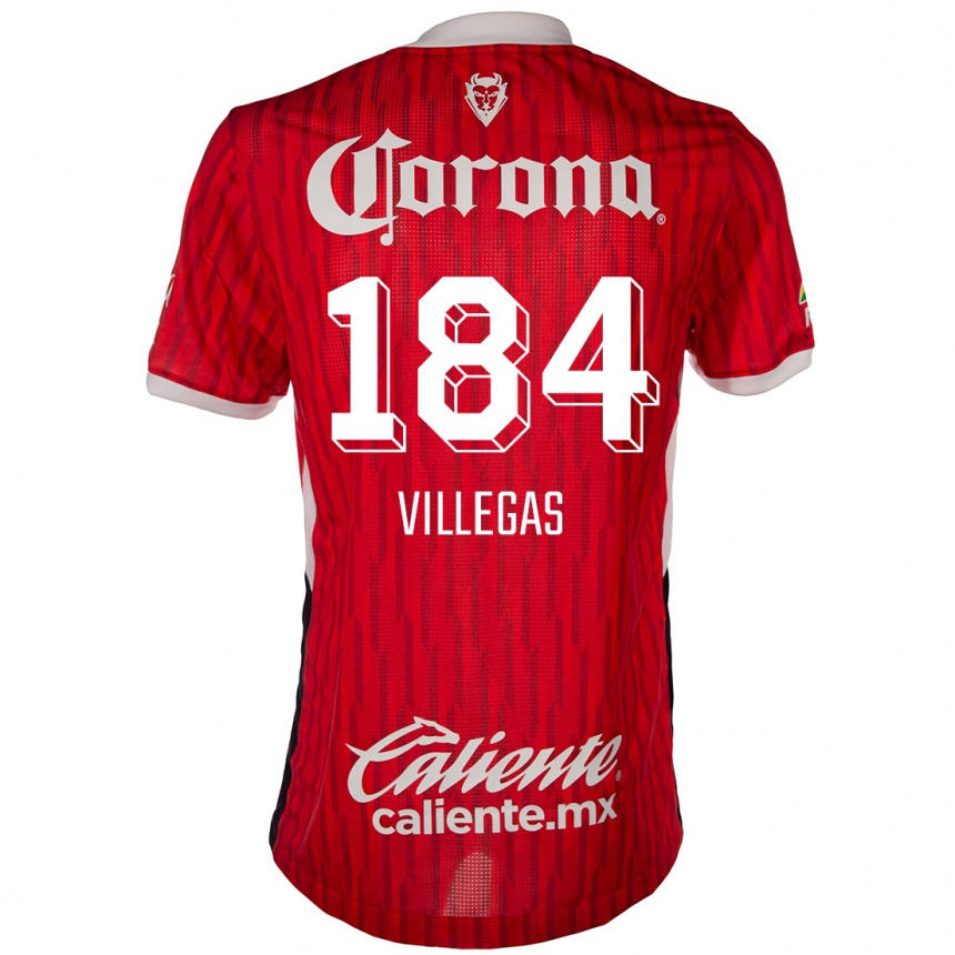 Kids Football Abraham Villegas #184 Red White Home Jersey 2024/25 T-Shirt