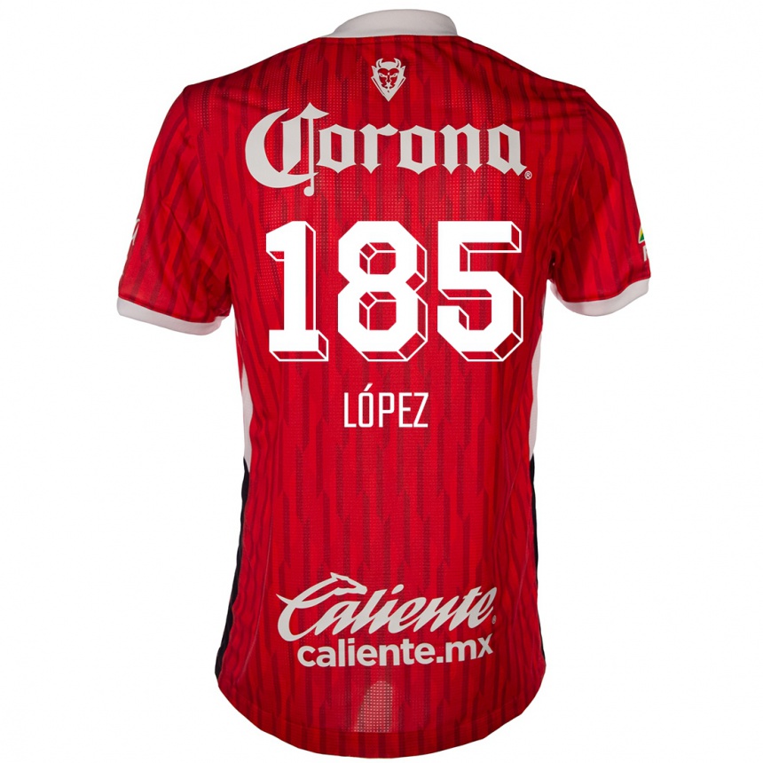 Kids Football David López #185 Red White Home Jersey 2024/25 T-Shirt