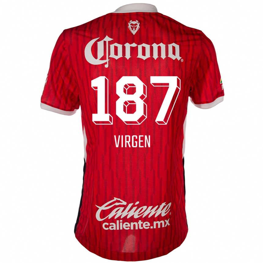 Kids Football Oswaldo Virgen #187 Red White Home Jersey 2024/25 T-Shirt