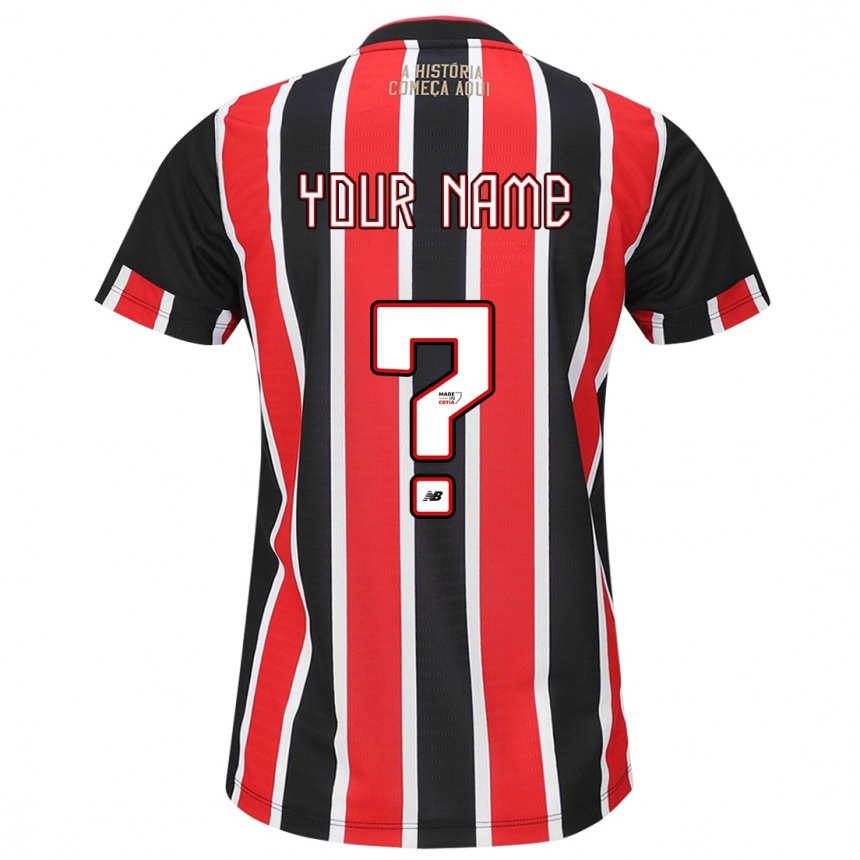 Kids Football Your Name #0 Black Red White Away Jersey 2024/25 T-Shirt