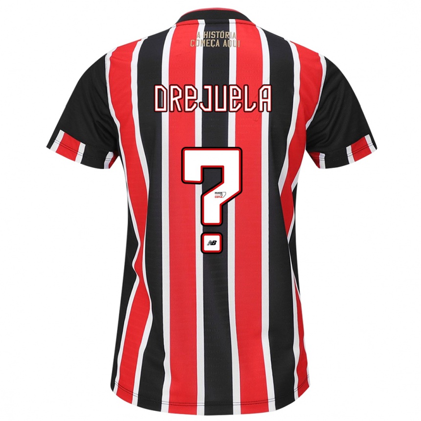 Kids Football Luis Orejuela #0 Black Red White Away Jersey 2024/25 T-Shirt