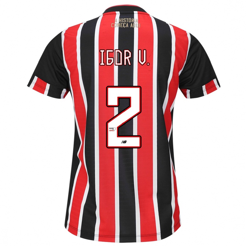 Kids Football Igor Vinícius #2 Black Red White Away Jersey 2024/25 T-Shirt