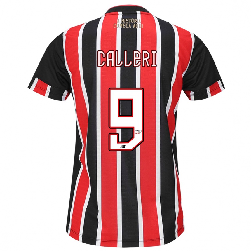 Kids Football Jonathan Calleri #9 Black Red White Away Jersey 2024/25 T-Shirt