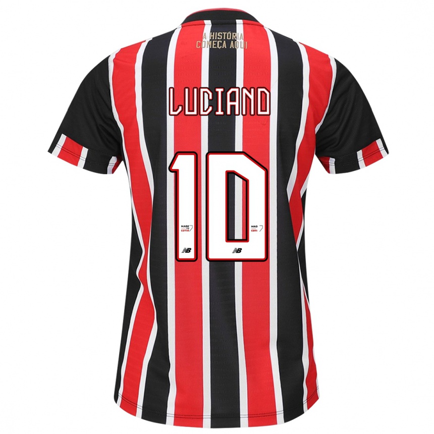 Kids Football Luciano #10 Black Red White Away Jersey 2024/25 T-Shirt