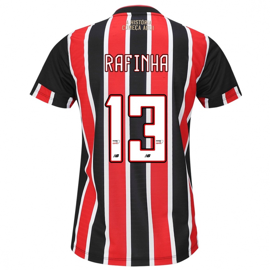 Kids Football Rafinha #13 Black Red White Away Jersey 2024/25 T-Shirt