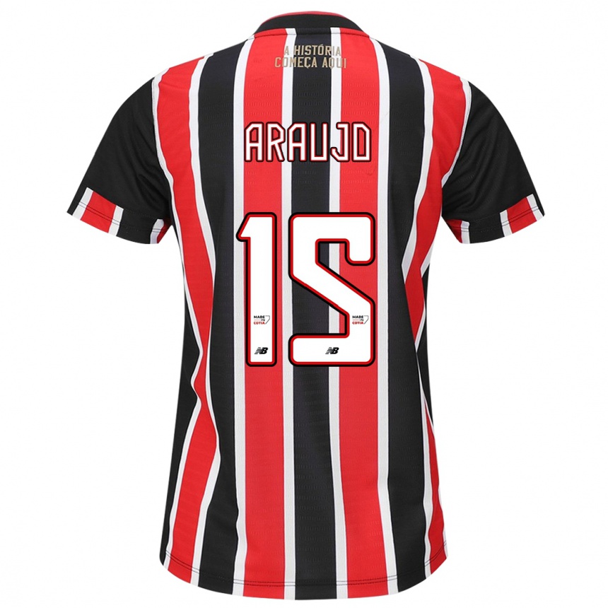 Kids Football Michel Araújo #15 Black Red White Away Jersey 2024/25 T-Shirt