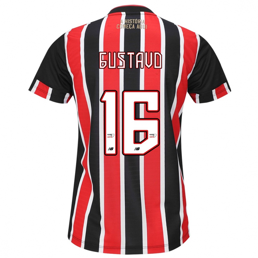 Kids Football Luiz Gustavo #16 Black Red White Away Jersey 2024/25 T-Shirt