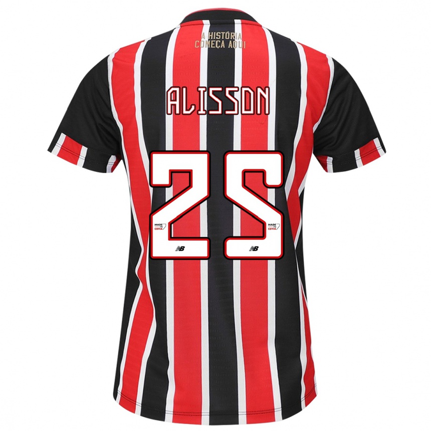 Kids Football Alisson #25 Black Red White Away Jersey 2024/25 T-Shirt