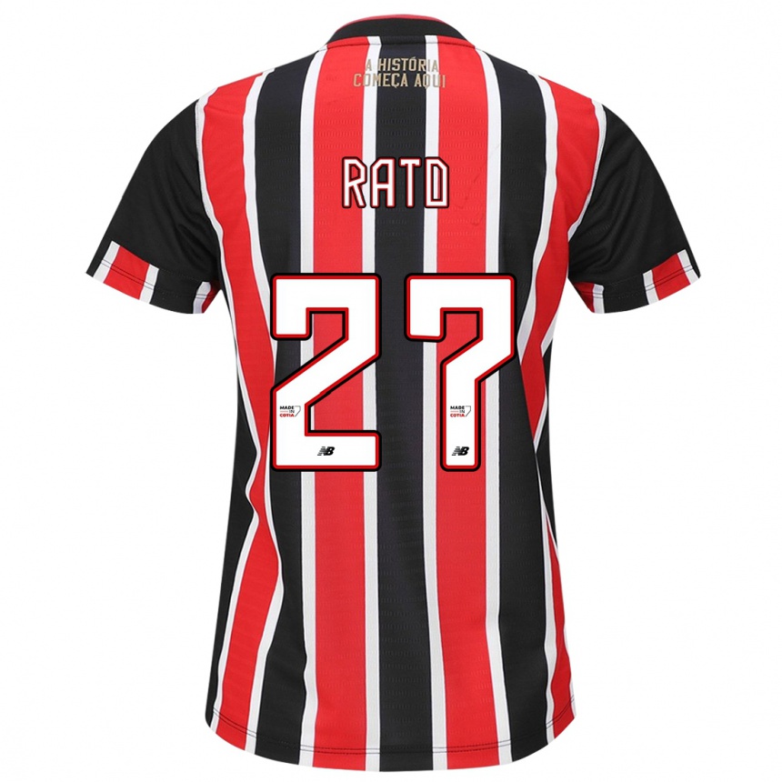 Kids Football Wellington Rato #27 Black Red White Away Jersey 2024/25 T-Shirt