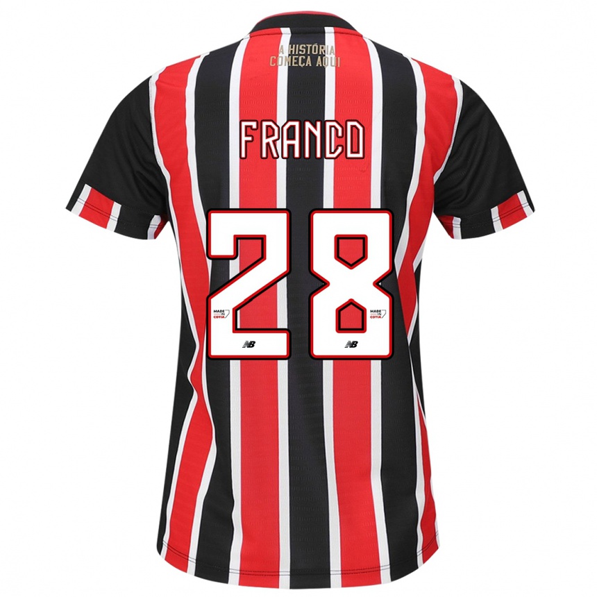 Kids Football Alan Franco #28 Black Red White Away Jersey 2024/25 T-Shirt