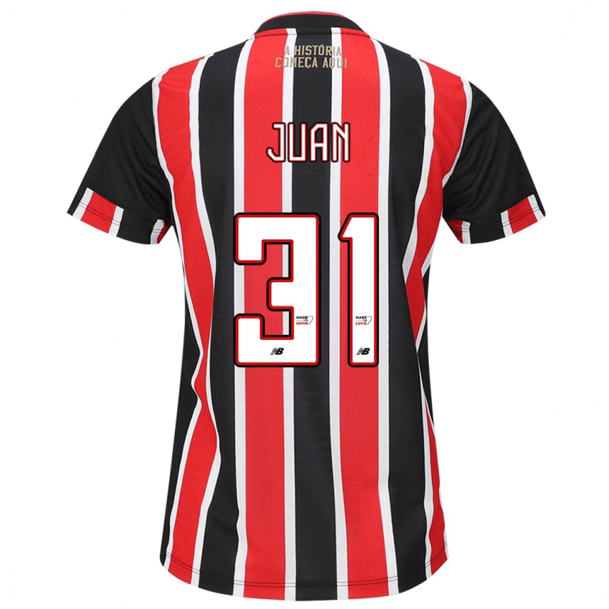 Kids Football Juan #31 Black Red White Away Jersey 2024/25 T-Shirt