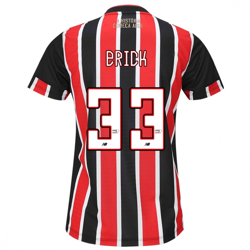 Kids Football Erick #33 Black Red White Away Jersey 2024/25 T-Shirt