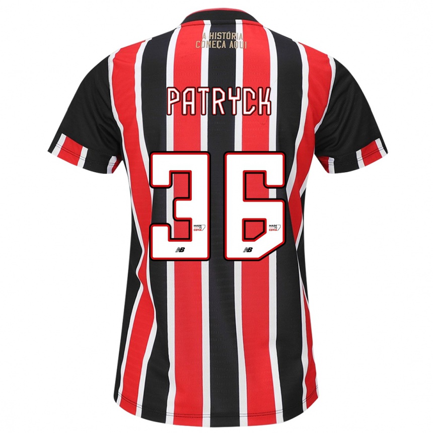 Kids Football Patryck #36 Black Red White Away Jersey 2024/25 T-Shirt