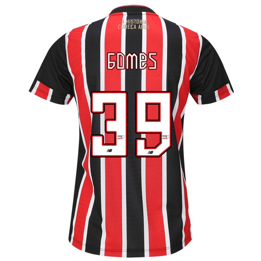 Kids Football William Gomes #39 Black Red White Away Jersey 2024/25 T-Shirt