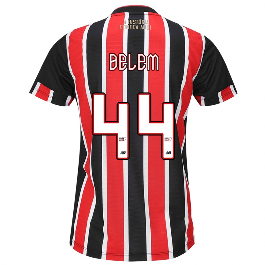 Kids Football Matheus Belém #44 Black Red White Away Jersey 2024/25 T-Shirt