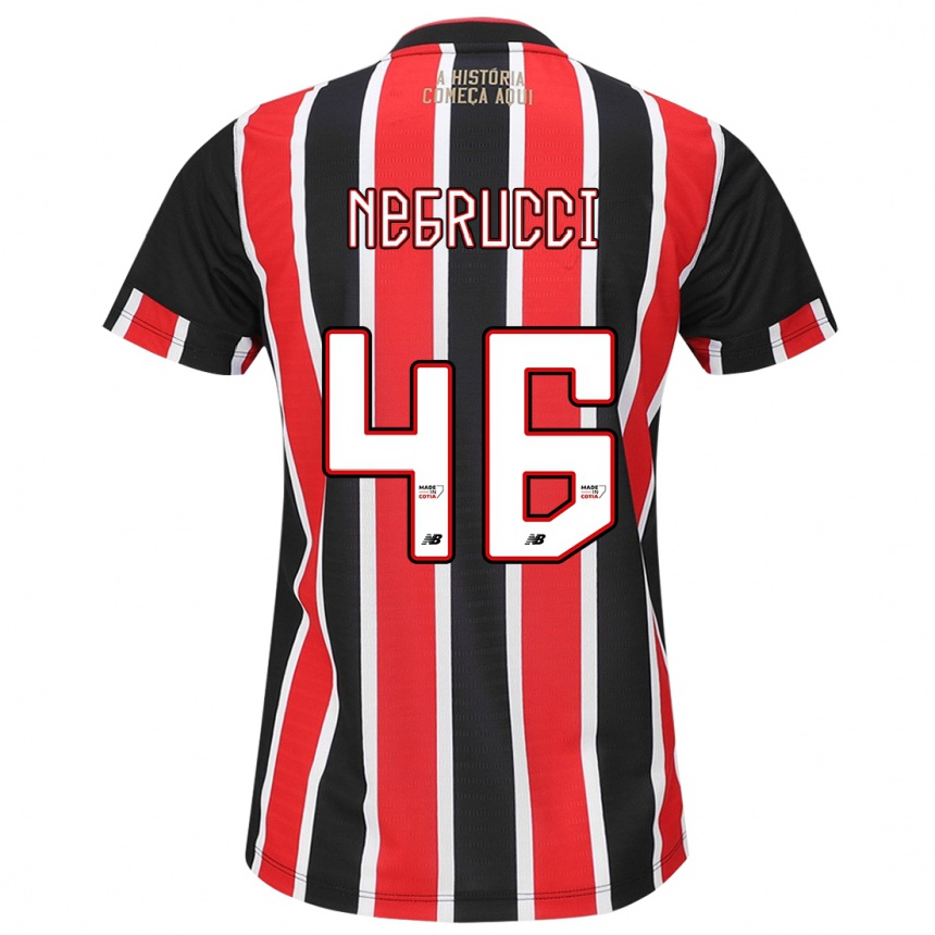 Kids Football Felipe Negrucci #46 Black Red White Away Jersey 2024/25 T-Shirt