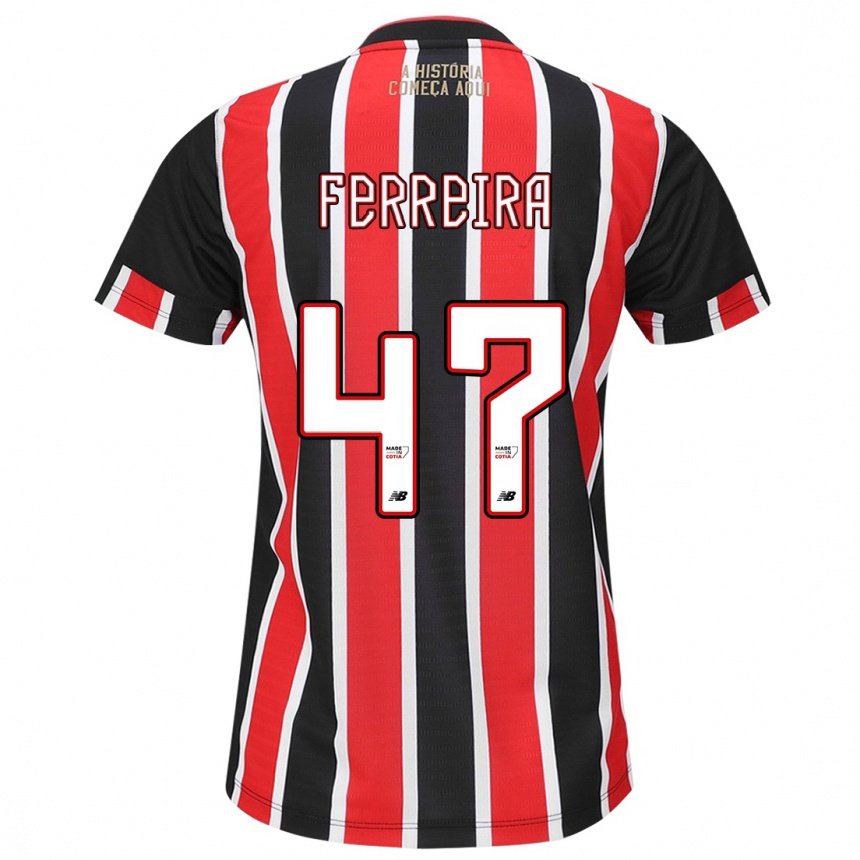 Kids Football Ferreira #47 Black Red White Away Jersey 2024/25 T-Shirt