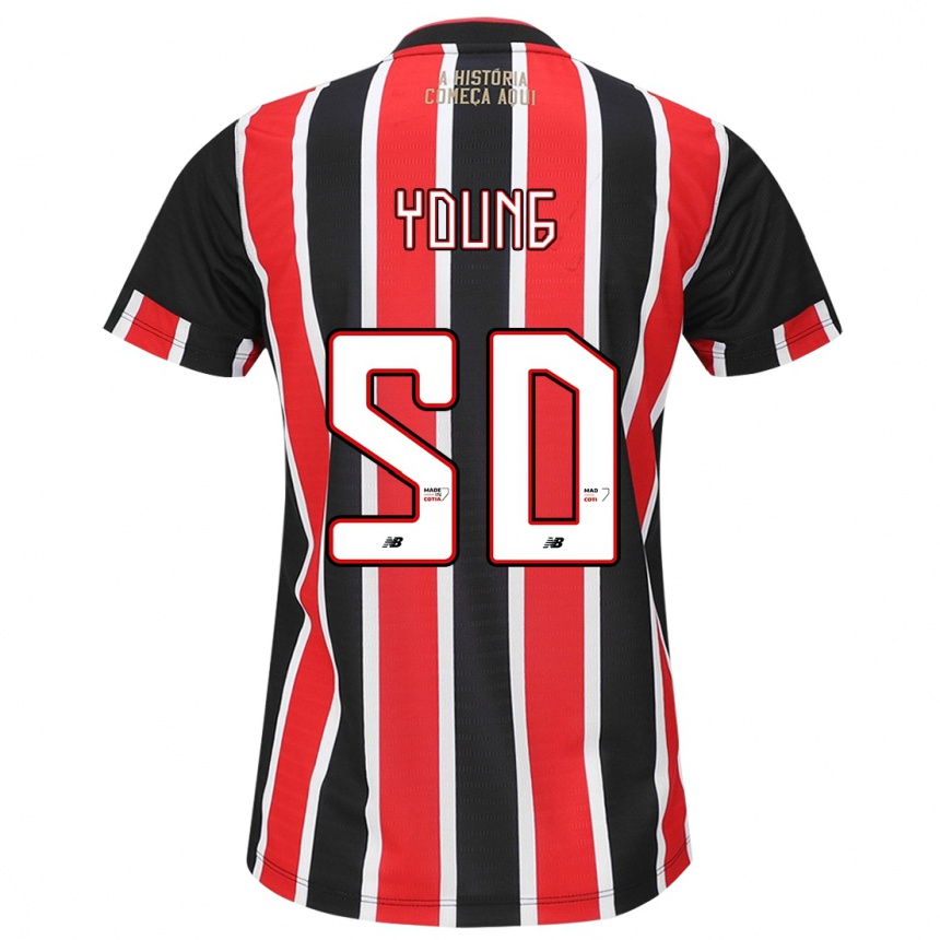 Kids Football Young #50 Black Red White Away Jersey 2024/25 T-Shirt