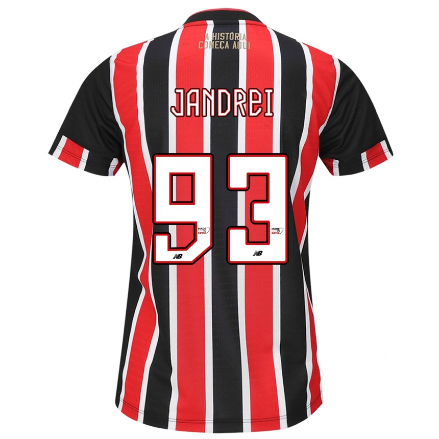 Kids Football Jandrei #93 Black Red White Away Jersey 2024/25 T-Shirt