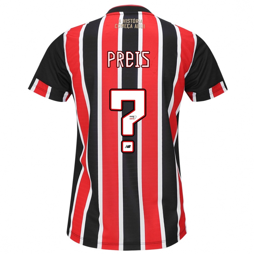 Kids Football Felipe Preis #0 Black Red White Away Jersey 2024/25 T-Shirt