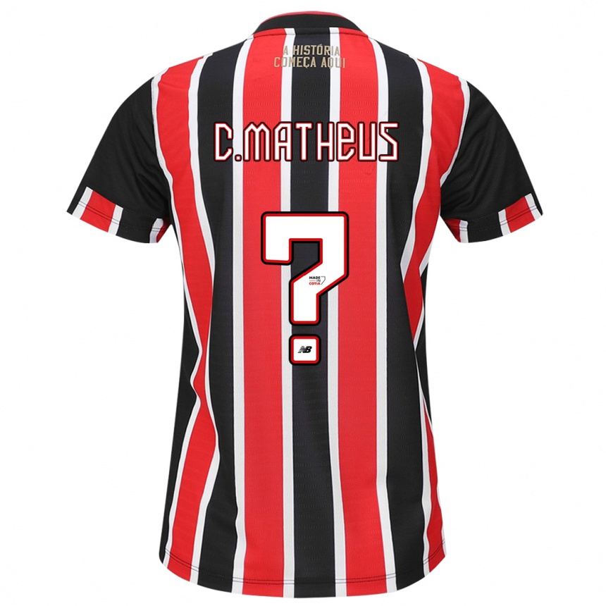 Kids Football Caio Matheus #0 Black Red White Away Jersey 2024/25 T-Shirt