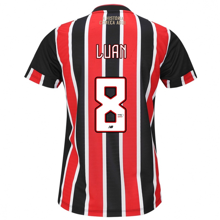 Kids Football Luan #8 Black Red White Away Jersey 2024/25 T-Shirt