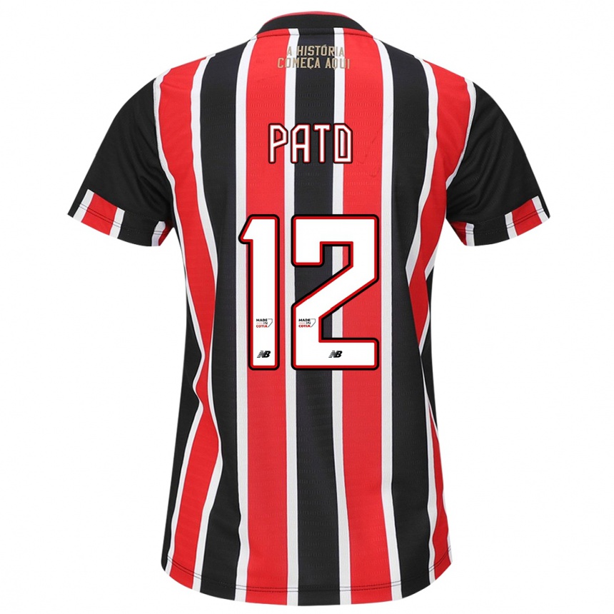 Kids Football Alexandre Pato #12 Black Red White Away Jersey 2024/25 T-Shirt