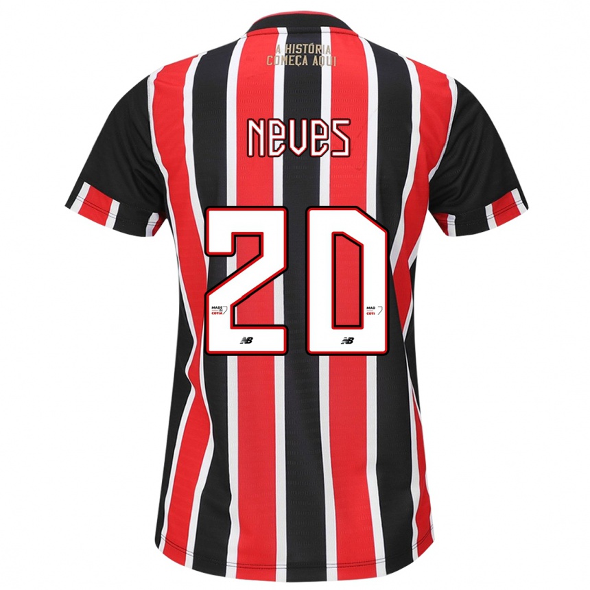 Kids Football Gabriel Neves #20 Black Red White Away Jersey 2024/25 T-Shirt