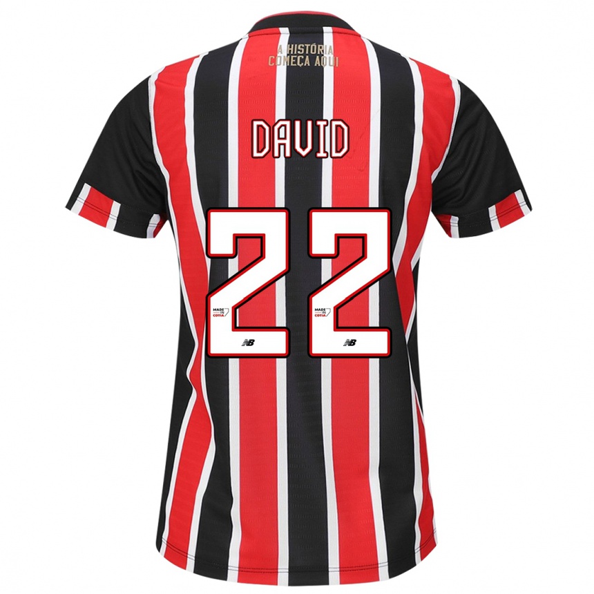 Kids Football David #22 Black Red White Away Jersey 2024/25 T-Shirt