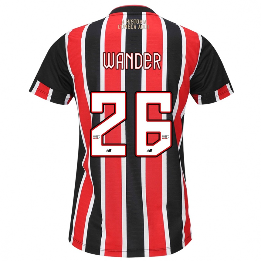 Kids Football Talles Wander #26 Black Red White Away Jersey 2024/25 T-Shirt