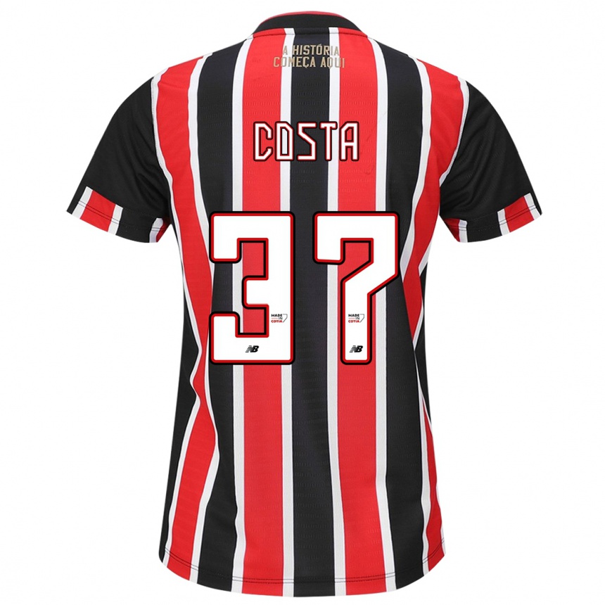 Kids Football Talles Costa #37 Black Red White Away Jersey 2024/25 T-Shirt