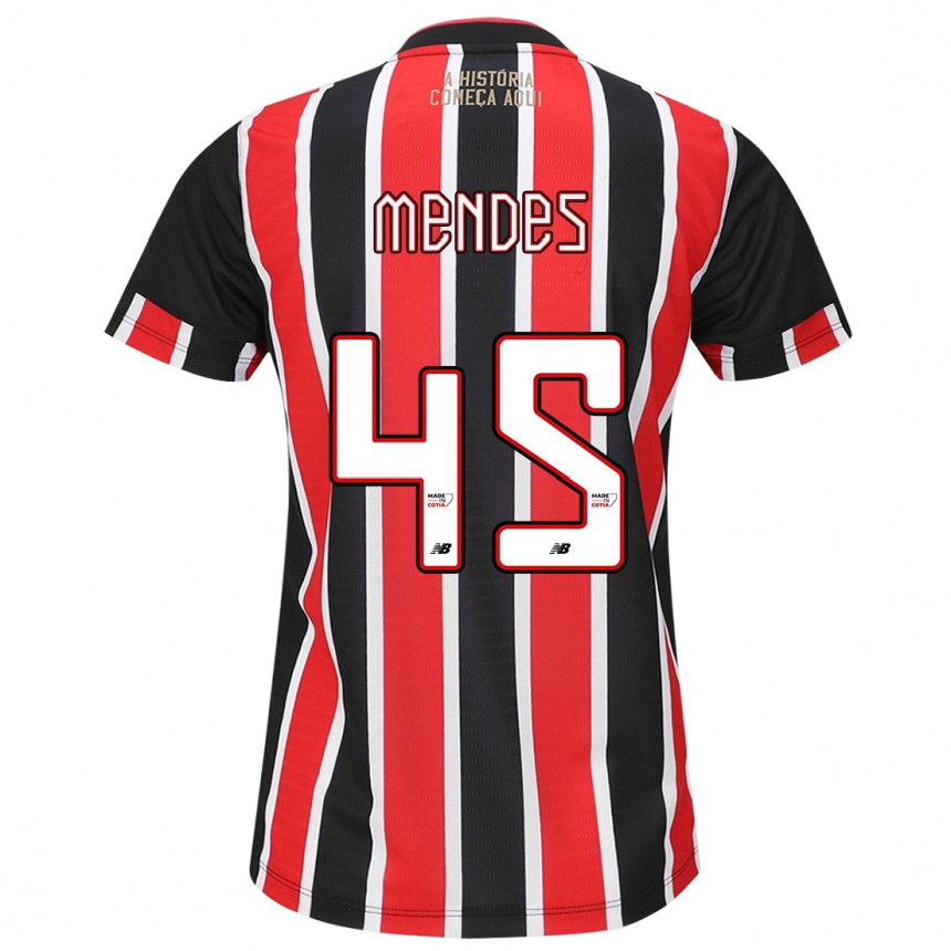 Kids Football Nathan Mendes #45 Black Red White Away Jersey 2024/25 T-Shirt