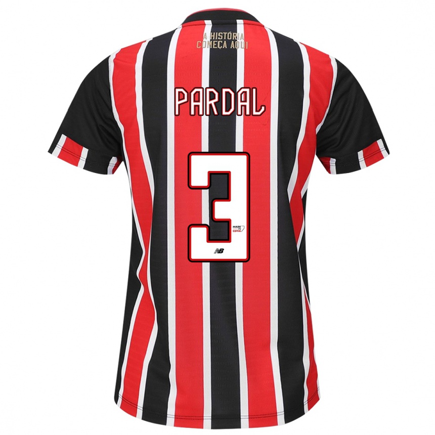 Kids Football Pardal #3 Black Red White Away Jersey 2024/25 T-Shirt