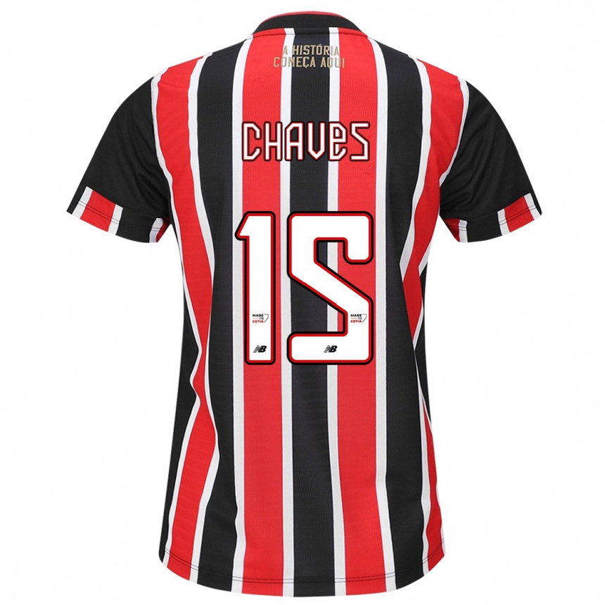 Kids Football Carol Chaves #15 Black Red White Away Jersey 2024/25 T-Shirt