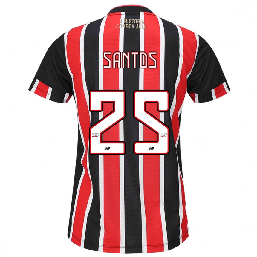 Kids Football Mariana Santos #25 Black Red White Away Jersey 2024/25 T-Shirt