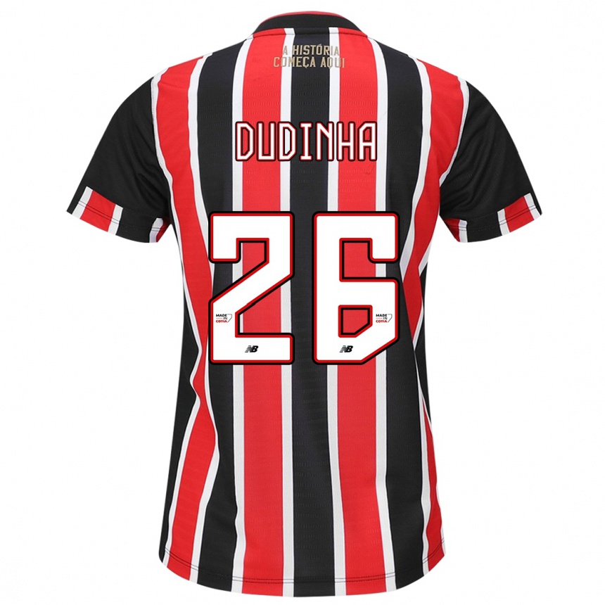 Kids Football Dudinha #26 Black Red White Away Jersey 2024/25 T-Shirt