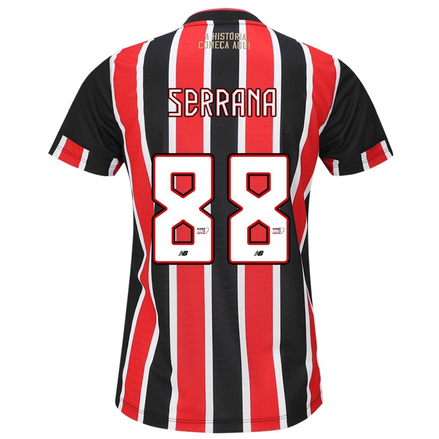 Kids Football Serrana #88 Black Red White Away Jersey 2024/25 T-Shirt