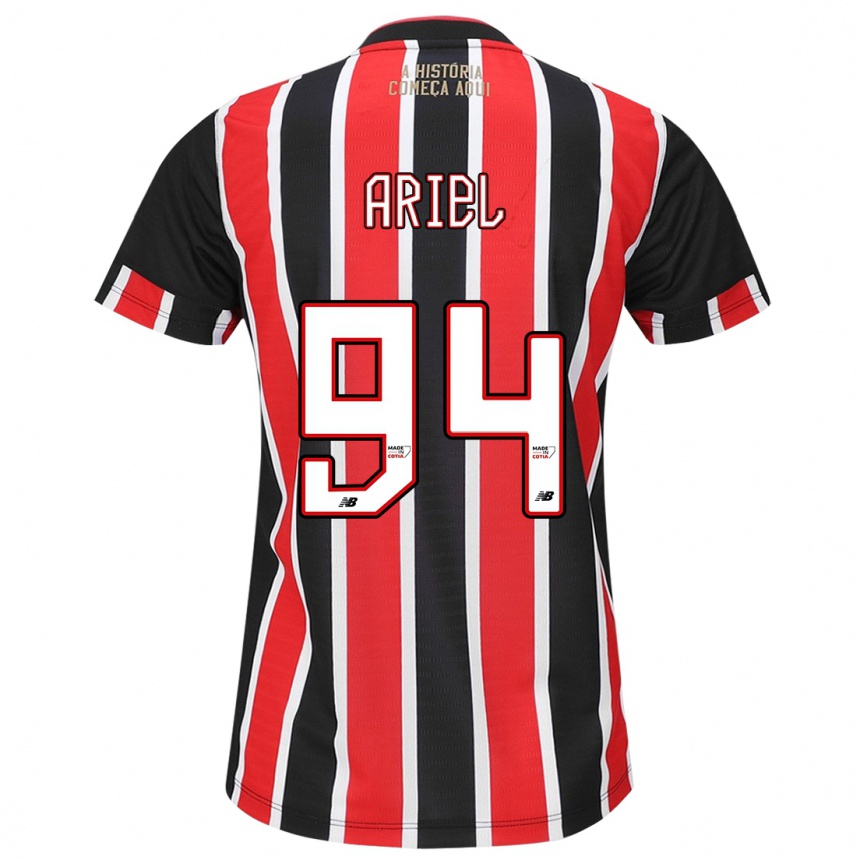 Kids Football Ariel #94 Black Red White Away Jersey 2024/25 T-Shirt